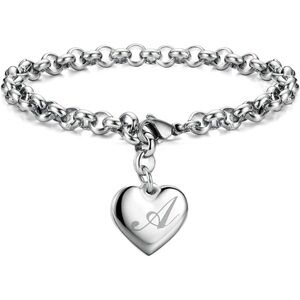 ❤️Letter A Silver Heart Initial Charm Bracelet